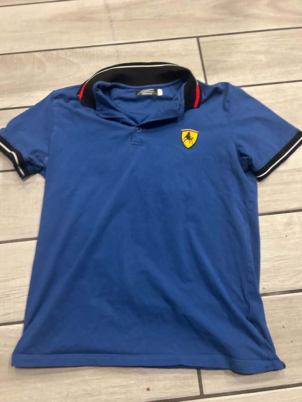 Calvino Ferrari Polo Shirt Size M Blue Racing Stretch Scuderia